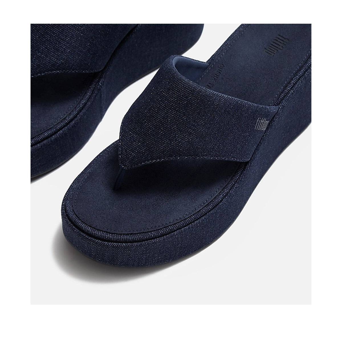 Fit Flop Women's Platfforms Denim Wedge Toe-post Sandals in Dark Denim