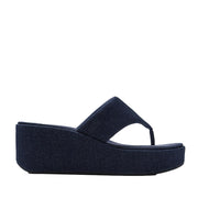 Fit Flop Women's Platfforms Denim Wedge Toe-post Sandals in Dark Denim
