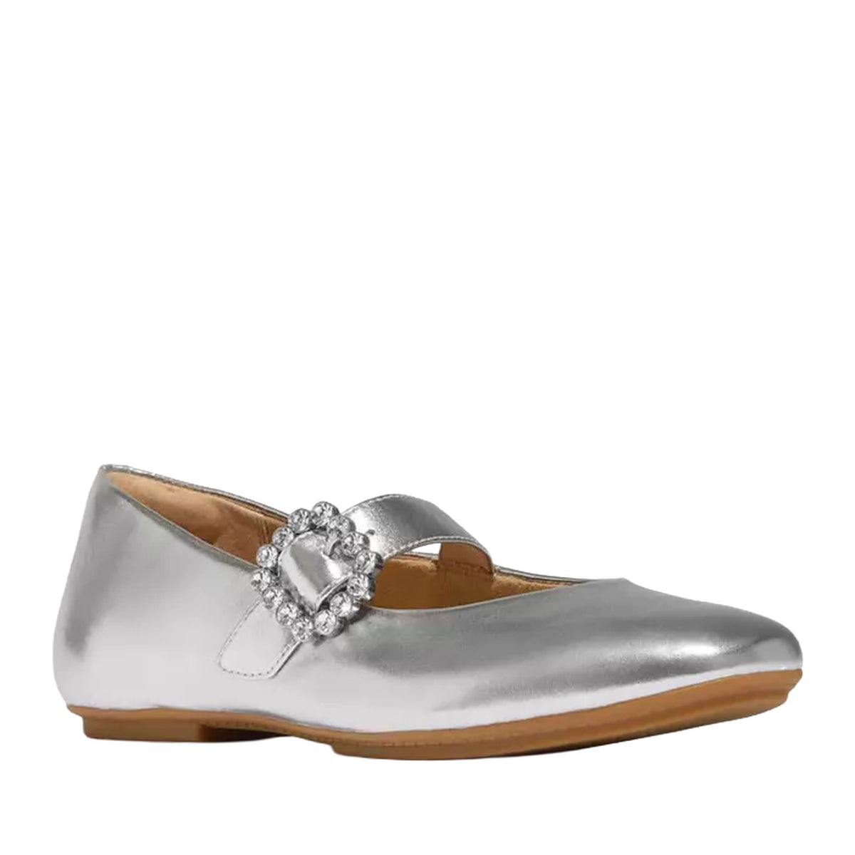 FitFlop Women's Delicato Crystal-Buckle Leather Mary Janes in Silver
