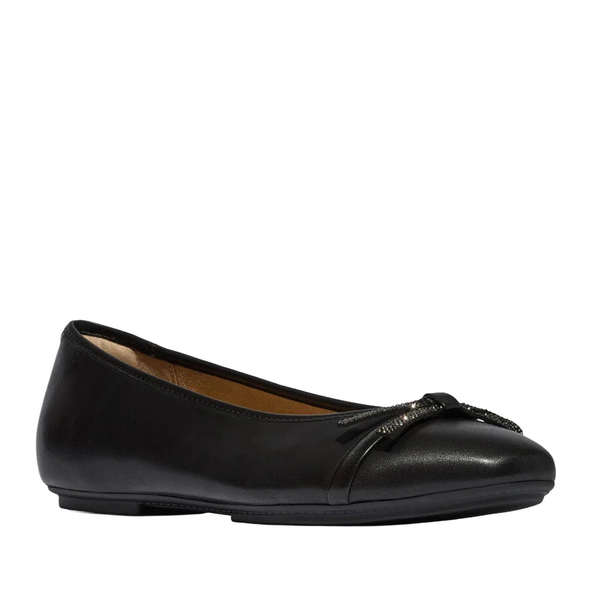 FitFlop Women's Delicato Glitz-Bow Leather Ballet Flats in Black
