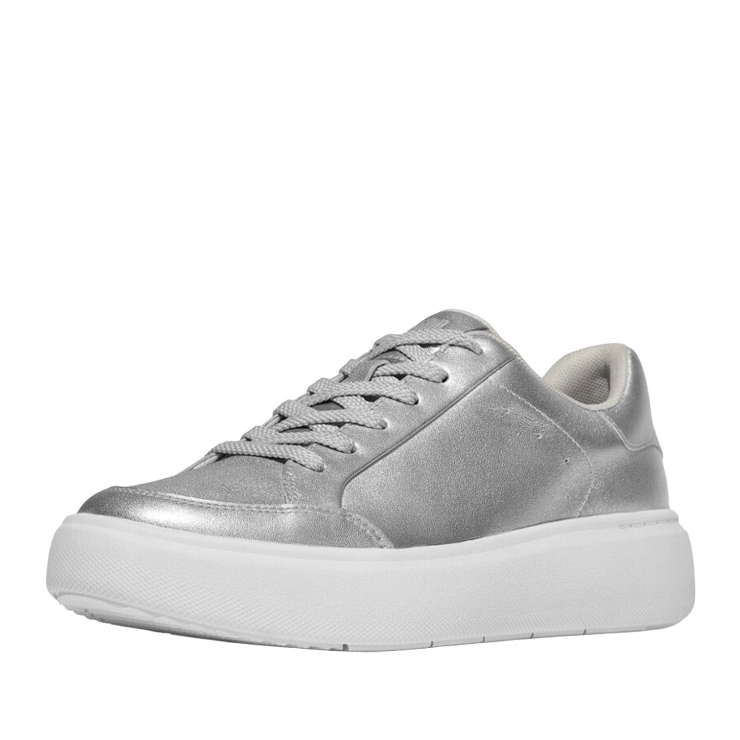 Fitflop Women's RTG Metallic-Leather Trainers in Silver