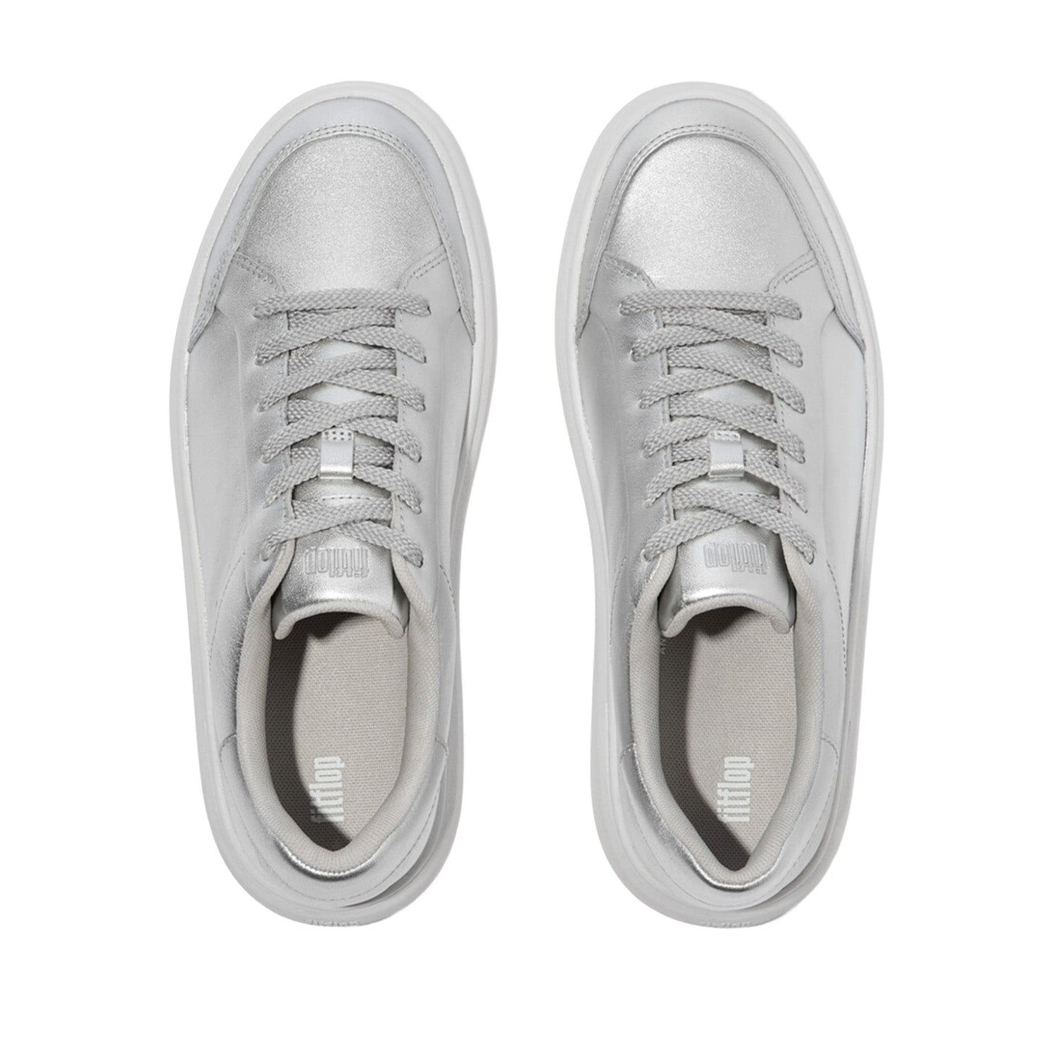 Fitflop Women's RTG Metallic-Leather Trainers in Silver