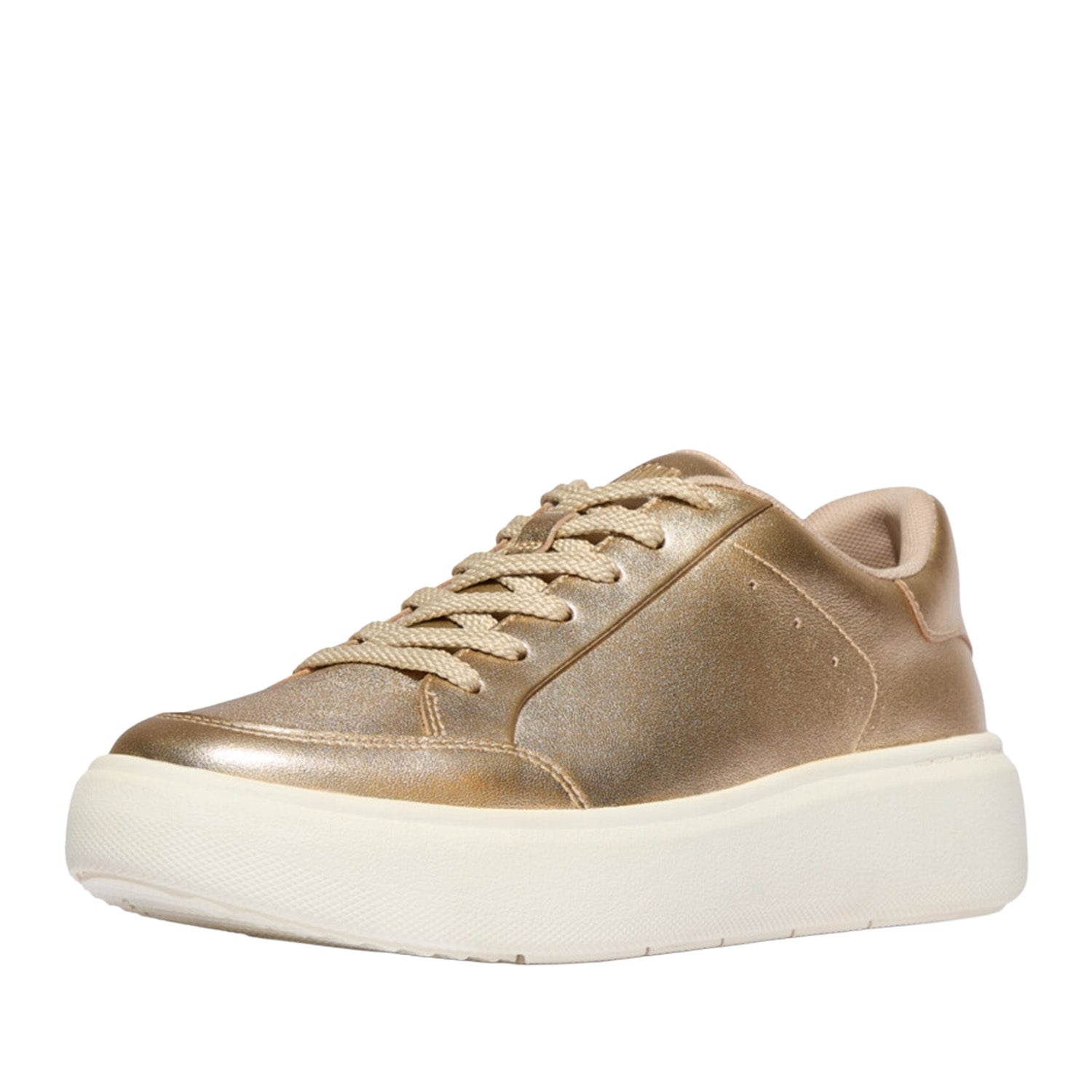 Fitflop Women's RTG Metallic-Leather Trainers in Platino