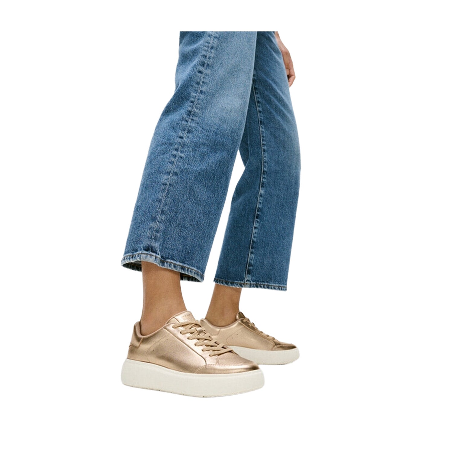 Fitflop Women's RTG Metallic-Leather Trainers in Platino
