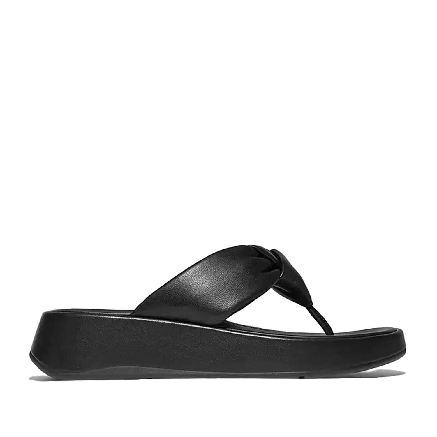 Fitflop Women's F-Mode Knot Leather Toe Post in All Black
