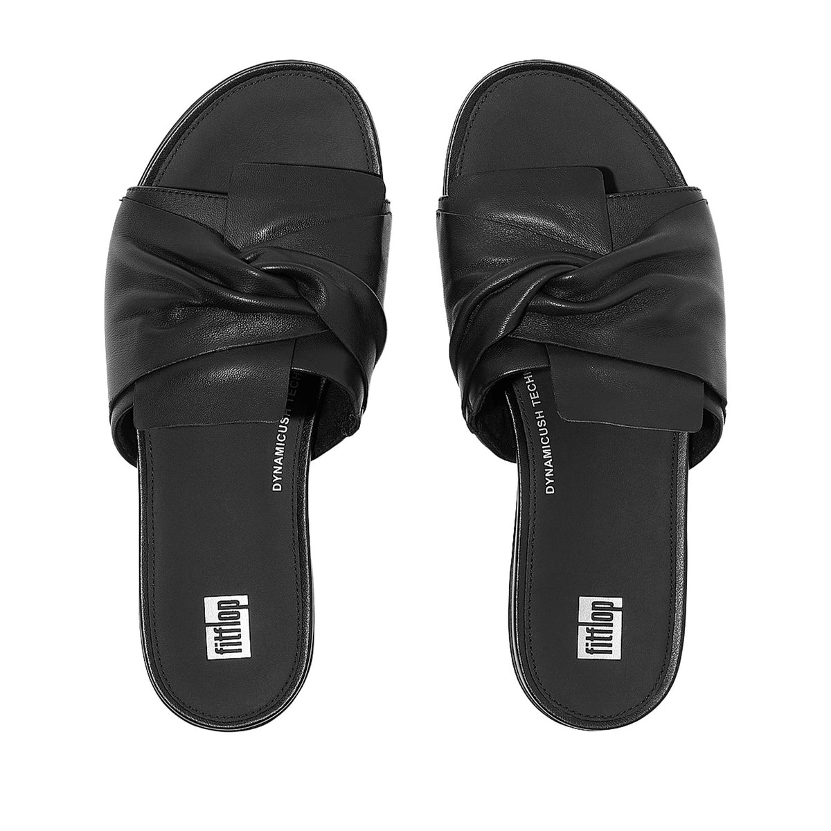 Fit Flop Women's Gracie Soft Twist Leather Slides in Black