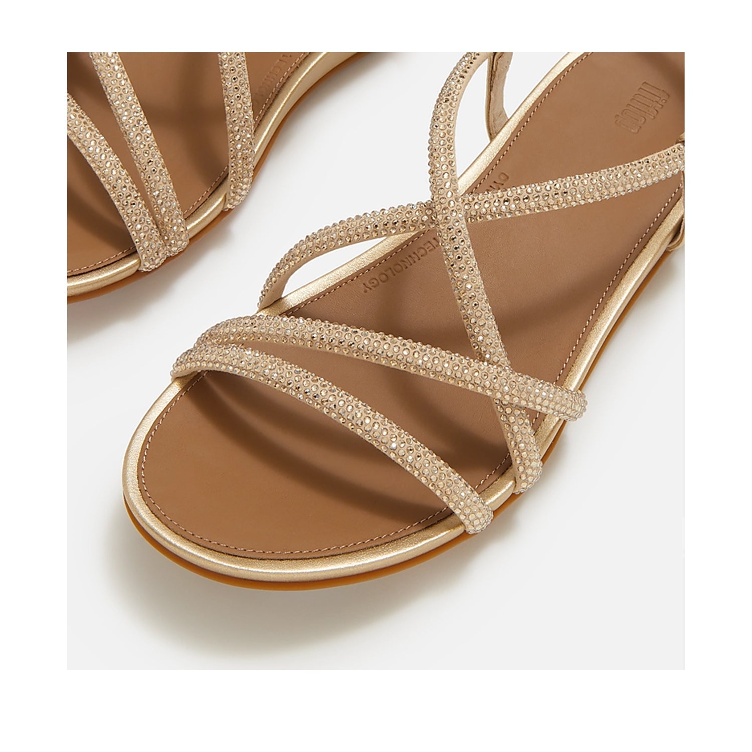 Fitflop Women's Gracie Crystal Strappy Back-Strap Sandal in Platino