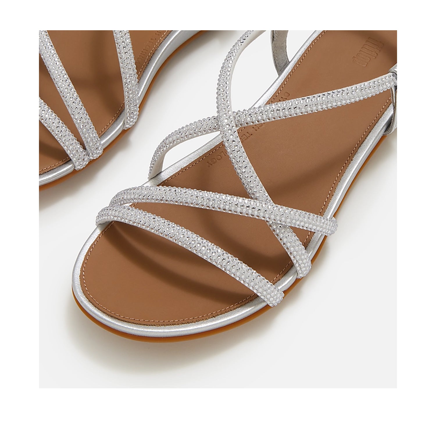 Fitflop Women's Gracie Crystal Strappy Back-Strap Sandal in Silver