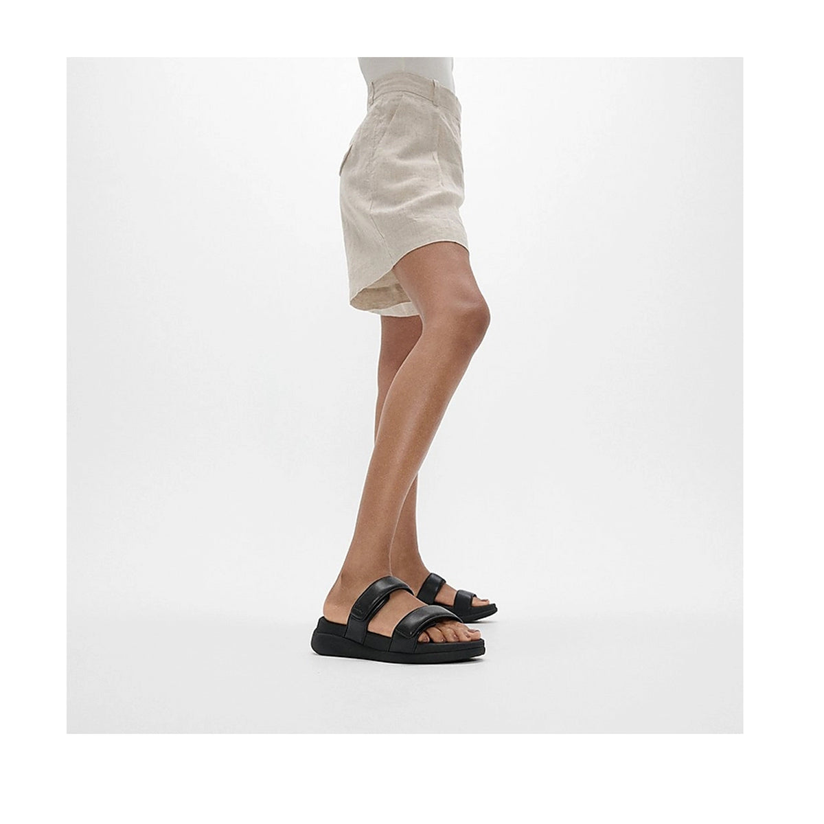 Fit Flop Women's F-mode Go Adjustable Two-bar Slides in All Black