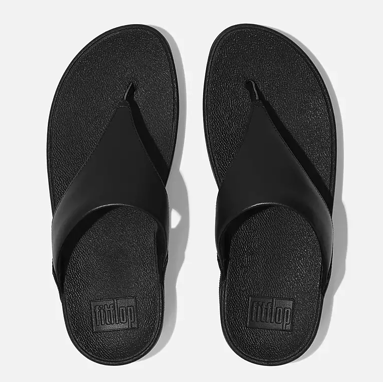 Black platform toe-post flip flop sandal. 