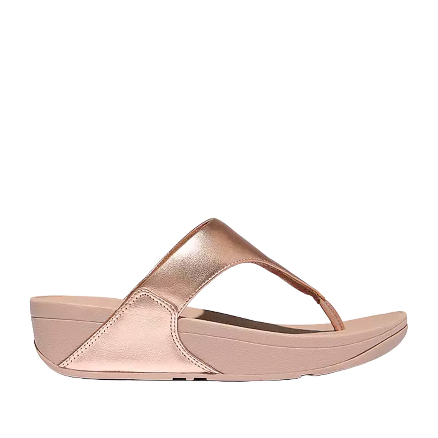 Fitflop Women's Lulu Leather Toe Post Sandal in Rose Gold