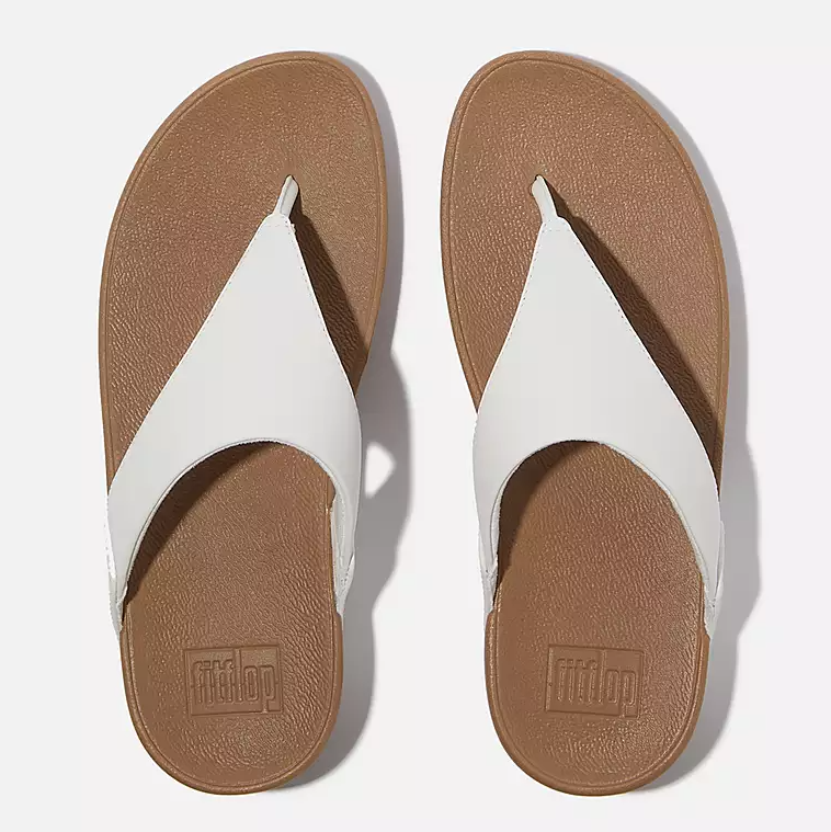 Fitflop Women's Lulu Leather Toe Post Sandal in White