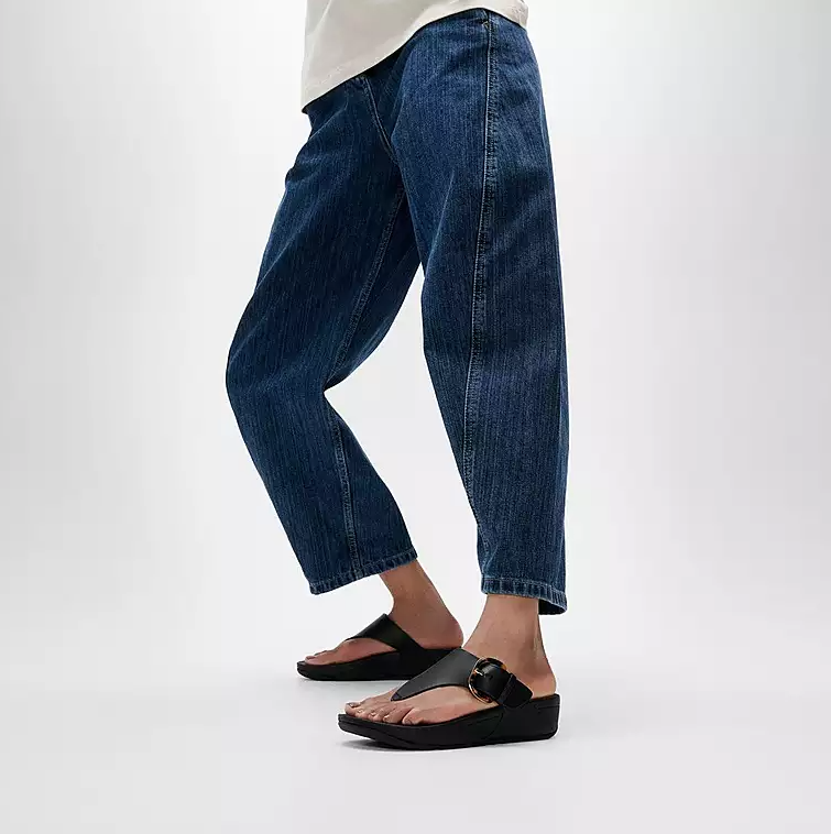 Sandales Fitflop Lulu pour femme, en cuir et résine avec boucle, entre-doigts, entièrement noires