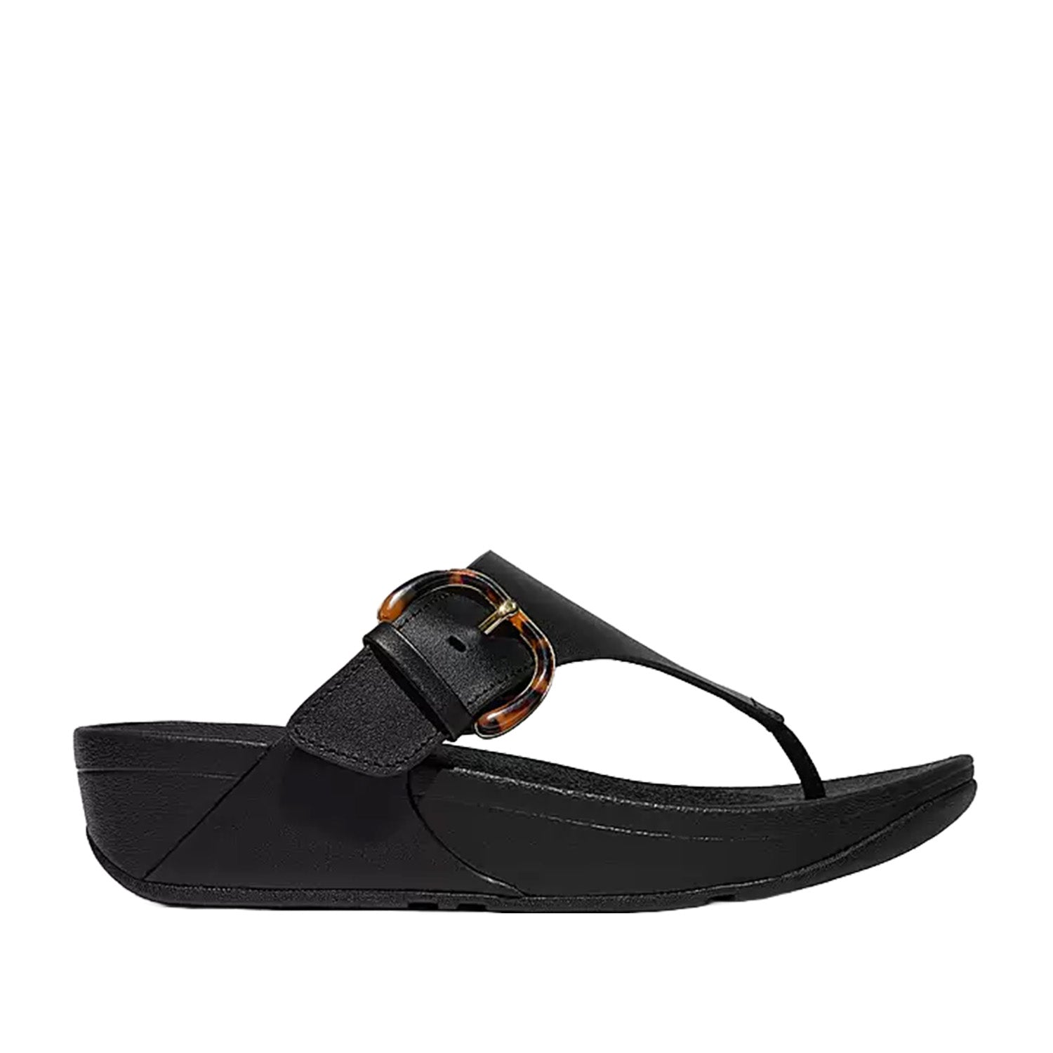 Sandales Fitflop Lulu pour femme, en cuir et résine avec boucle, entre-doigts, entièrement noires