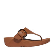 Sandales Fitflop Lulu pour femme, en cuir et résine avec boucle, entre-doigts, couleur fauve foncé