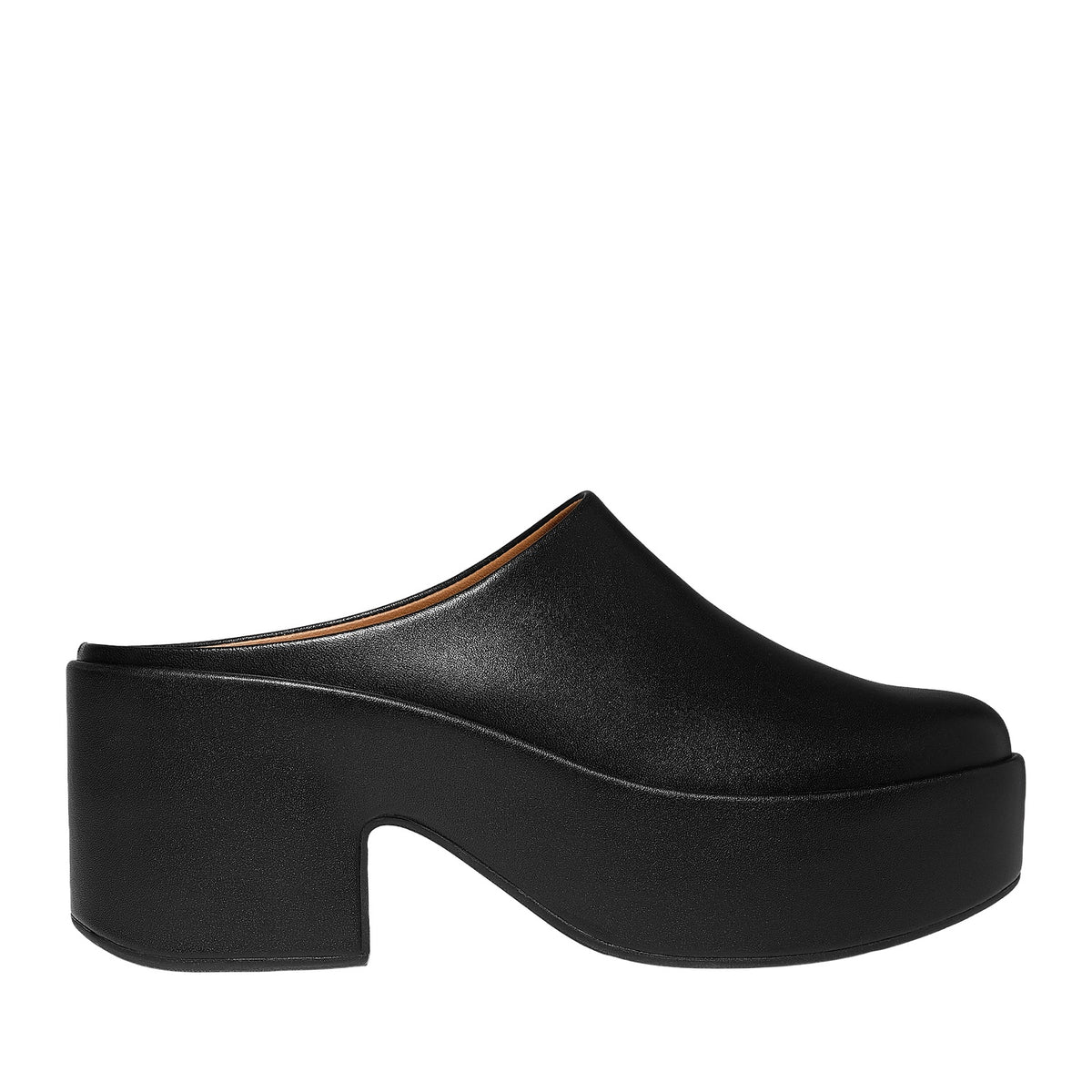 FitFlop Women's Platfforms Leather Heeled Mules in All Black