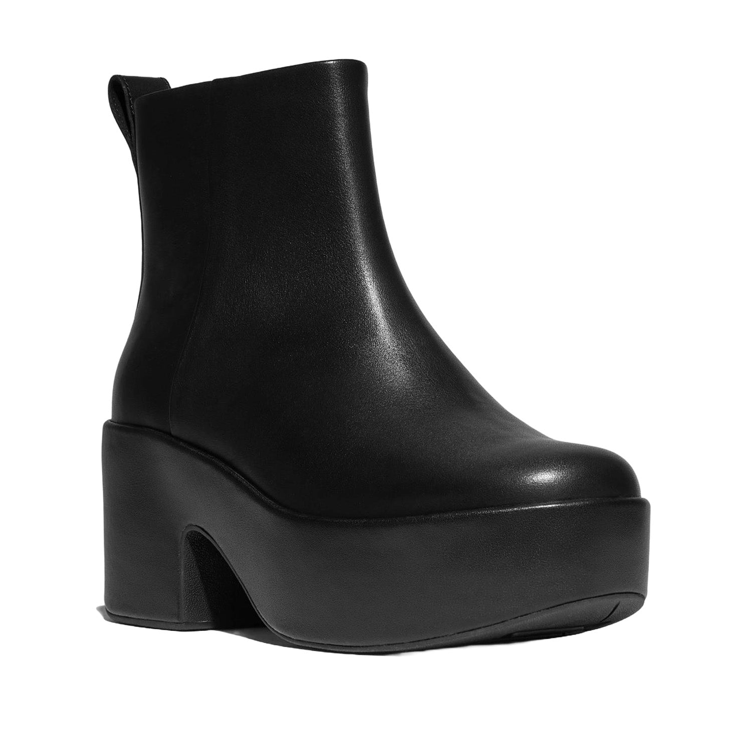Bottines Fitflop pour femme, à plateforme et fermeture éclair, entièrement noires