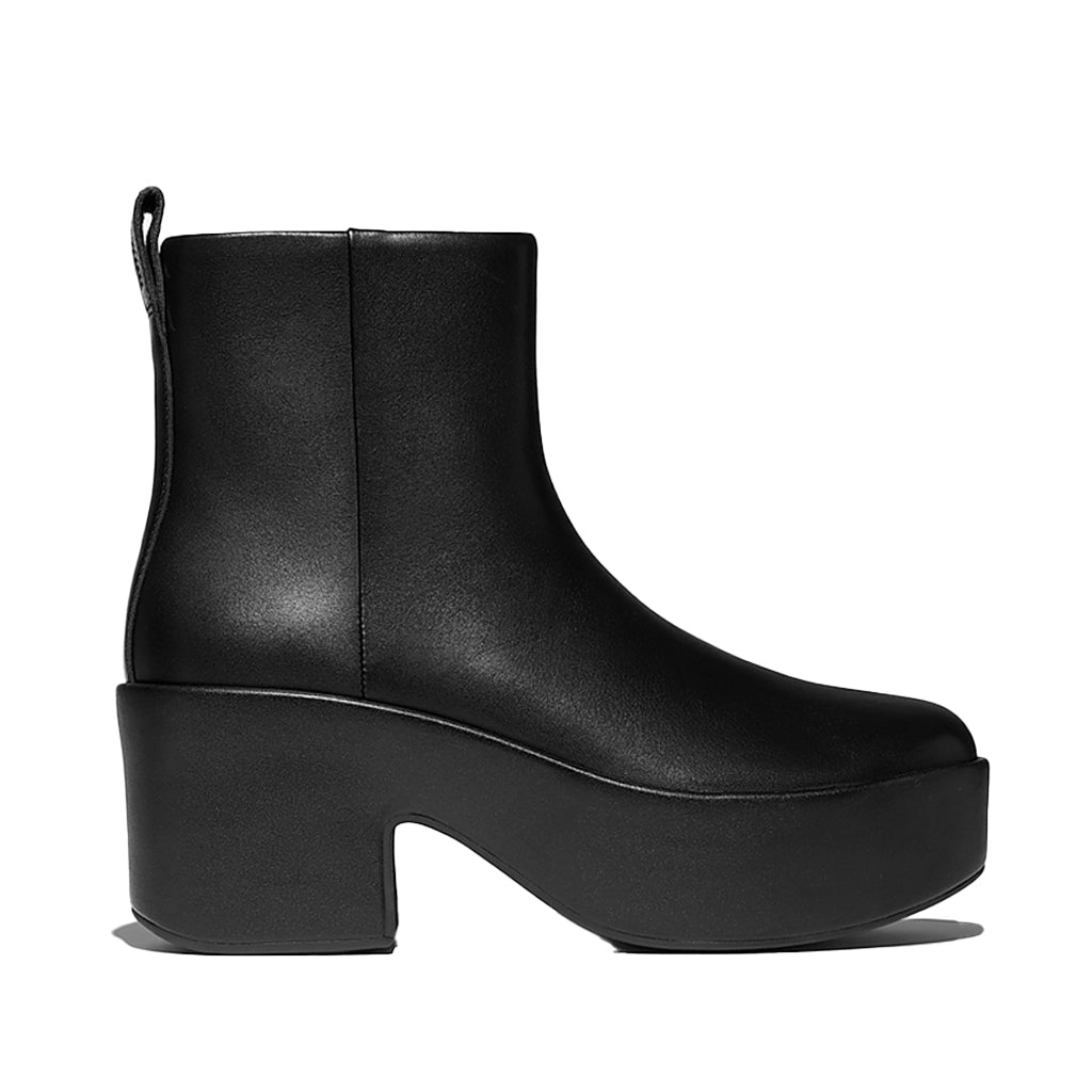 Bottines Fitflop pour femme, à plateforme et fermeture éclair, entièrement noires