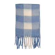 Floof Plush Blanket Scarf in Light Blue/White Plaid