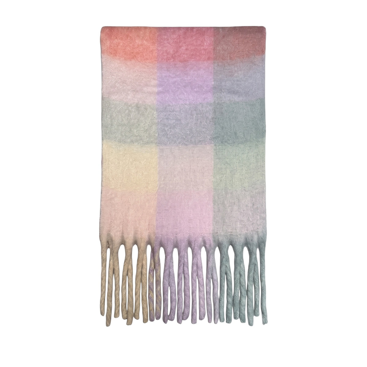 Floof Plush Blanket Scarf in Blush / Pink Plaid