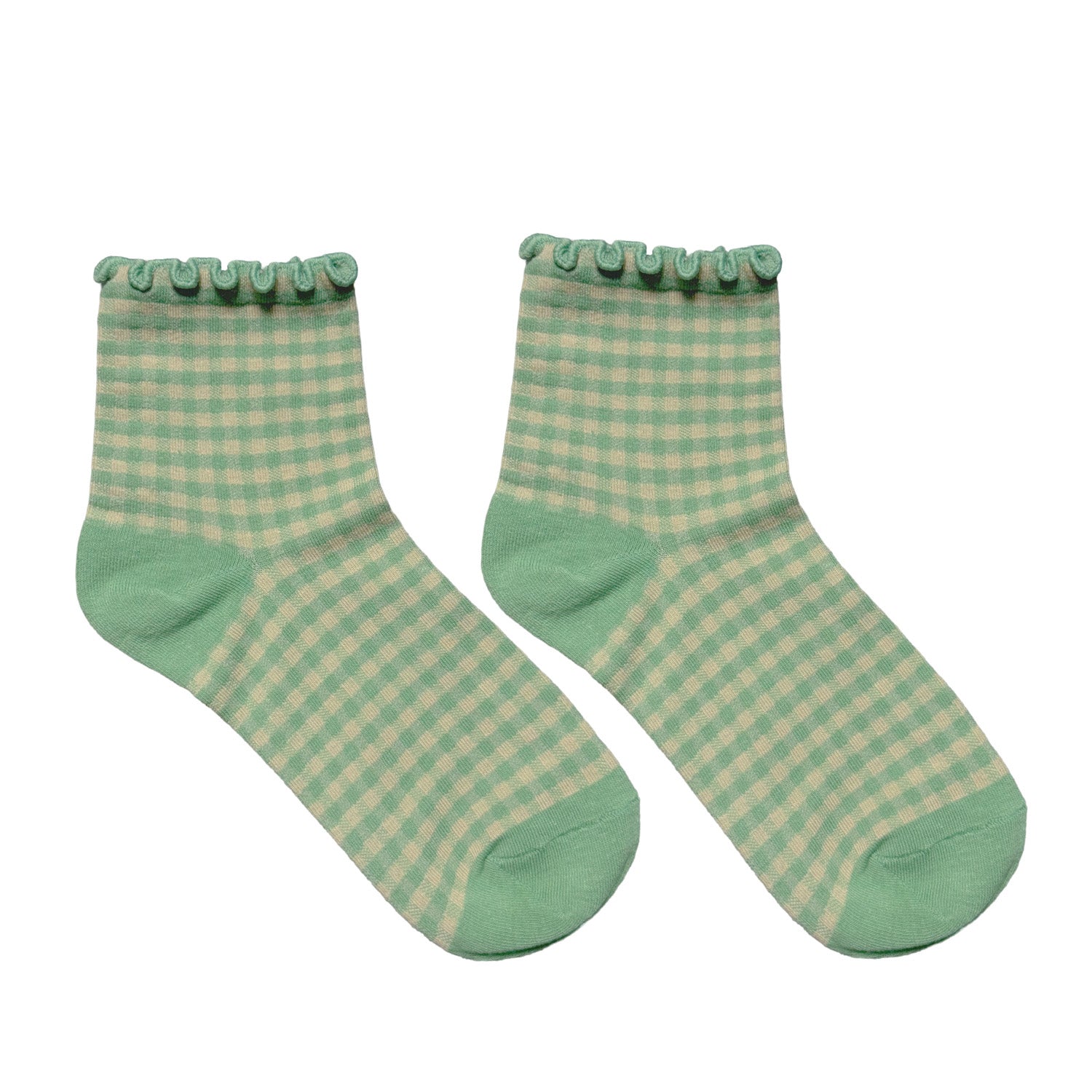 Floof Gingham Frill Sock in Mint