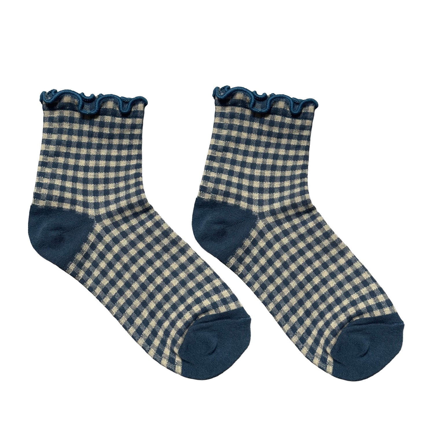 Floof Gingham Frill Sock in Navy
