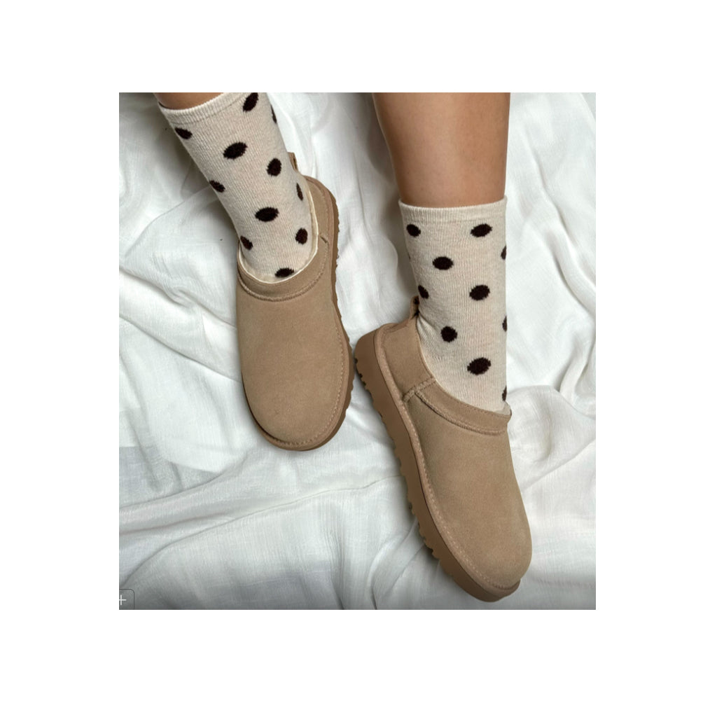 Floof Large Polka Dot Socks in Beige / Brown