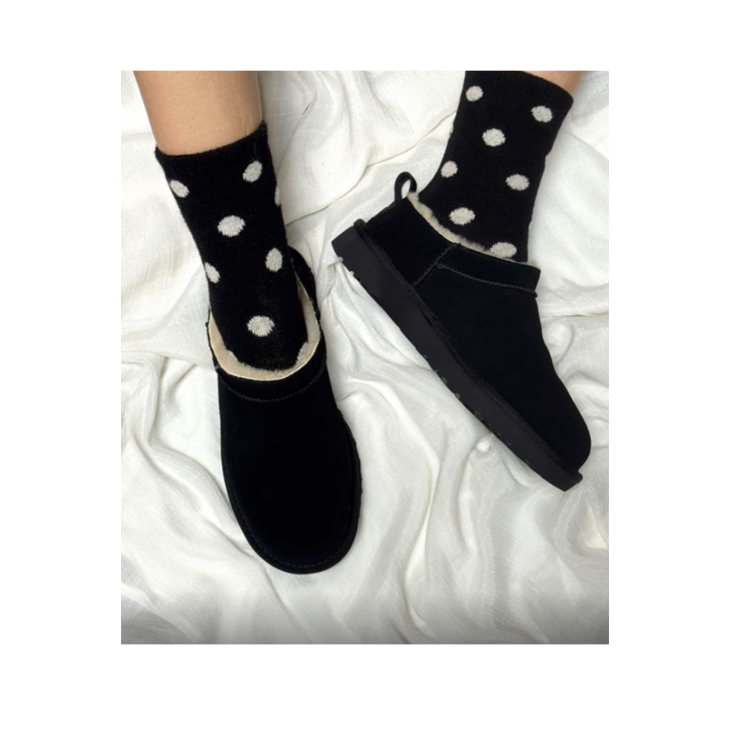 Floof Large Polka Dot Socks in Black / White