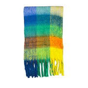 Floof Plush Blanket Scarf in Blue Multi