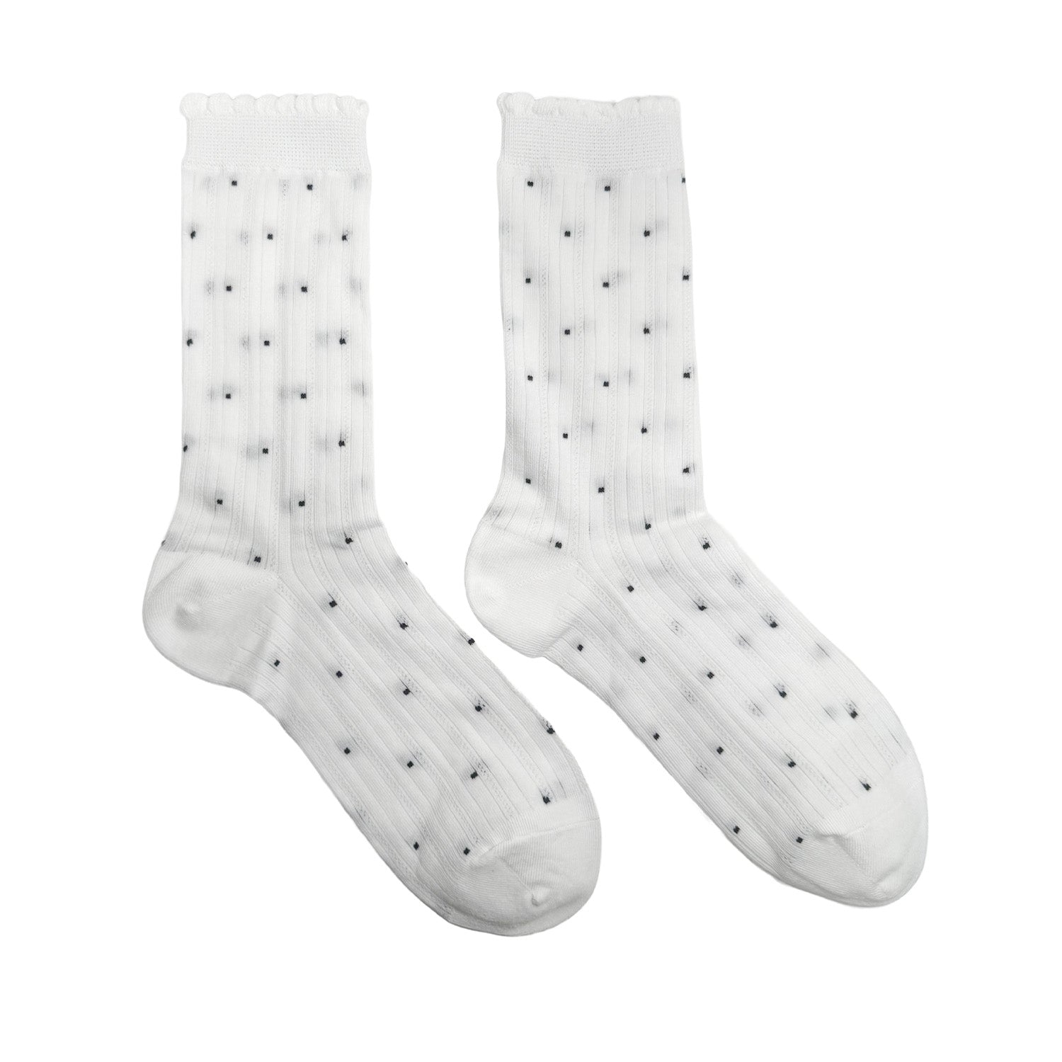 Floof Ruffle Dot Sock in White
