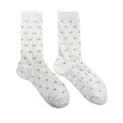 Floof Ruffle Dot Sock in White