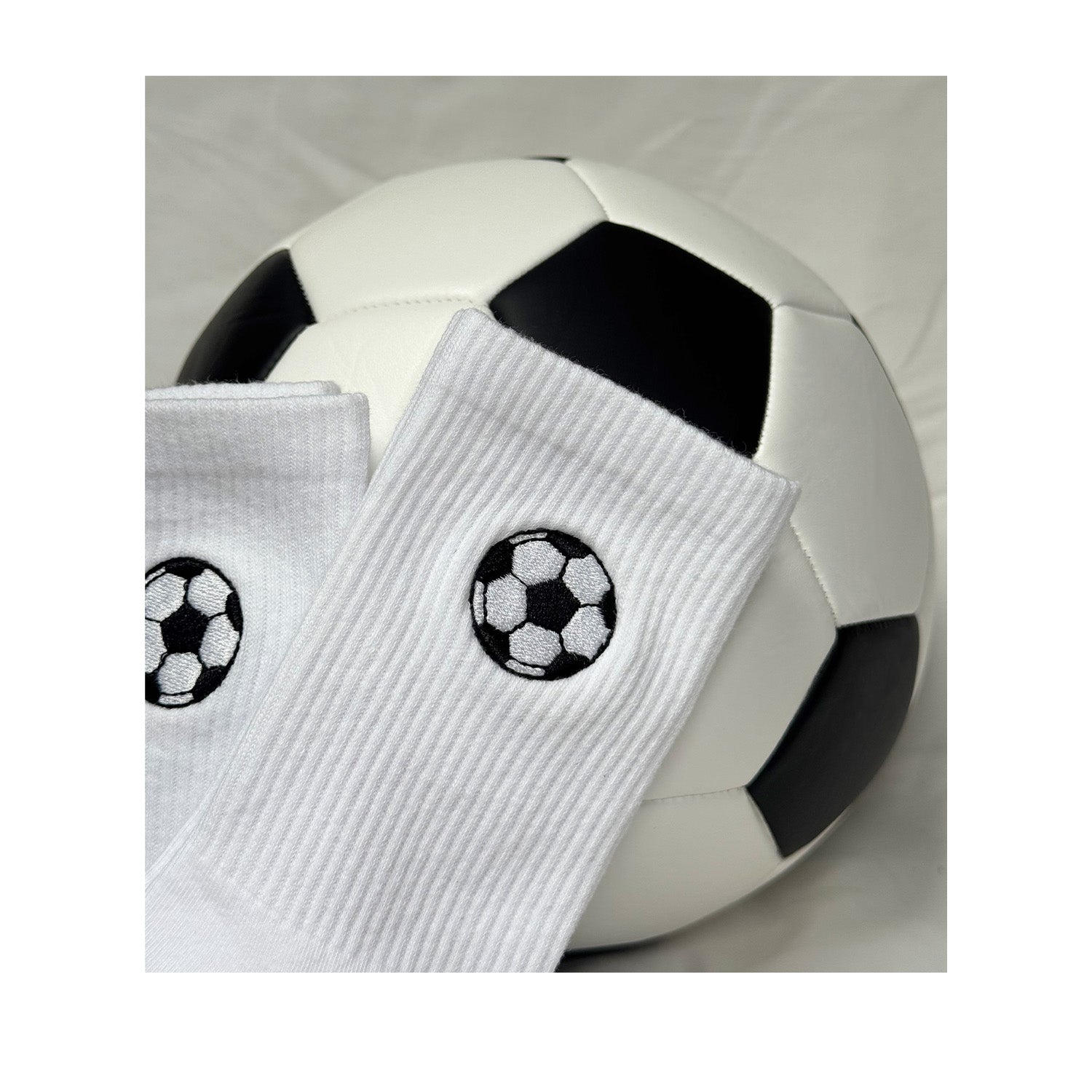 Floof Soccer Emoji Sock in White