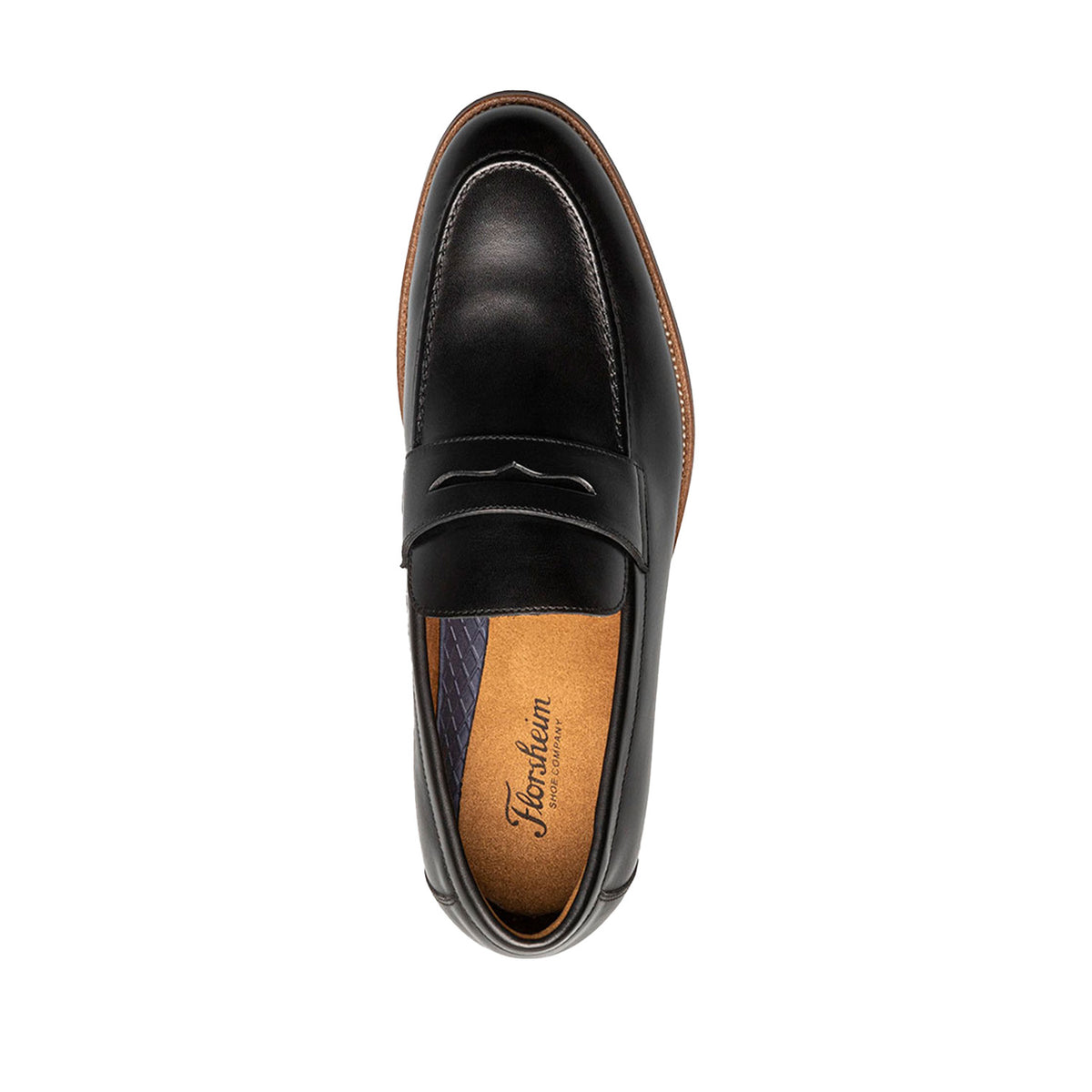 Florsheim Men's Rucci Penny Loafer in Black Leather