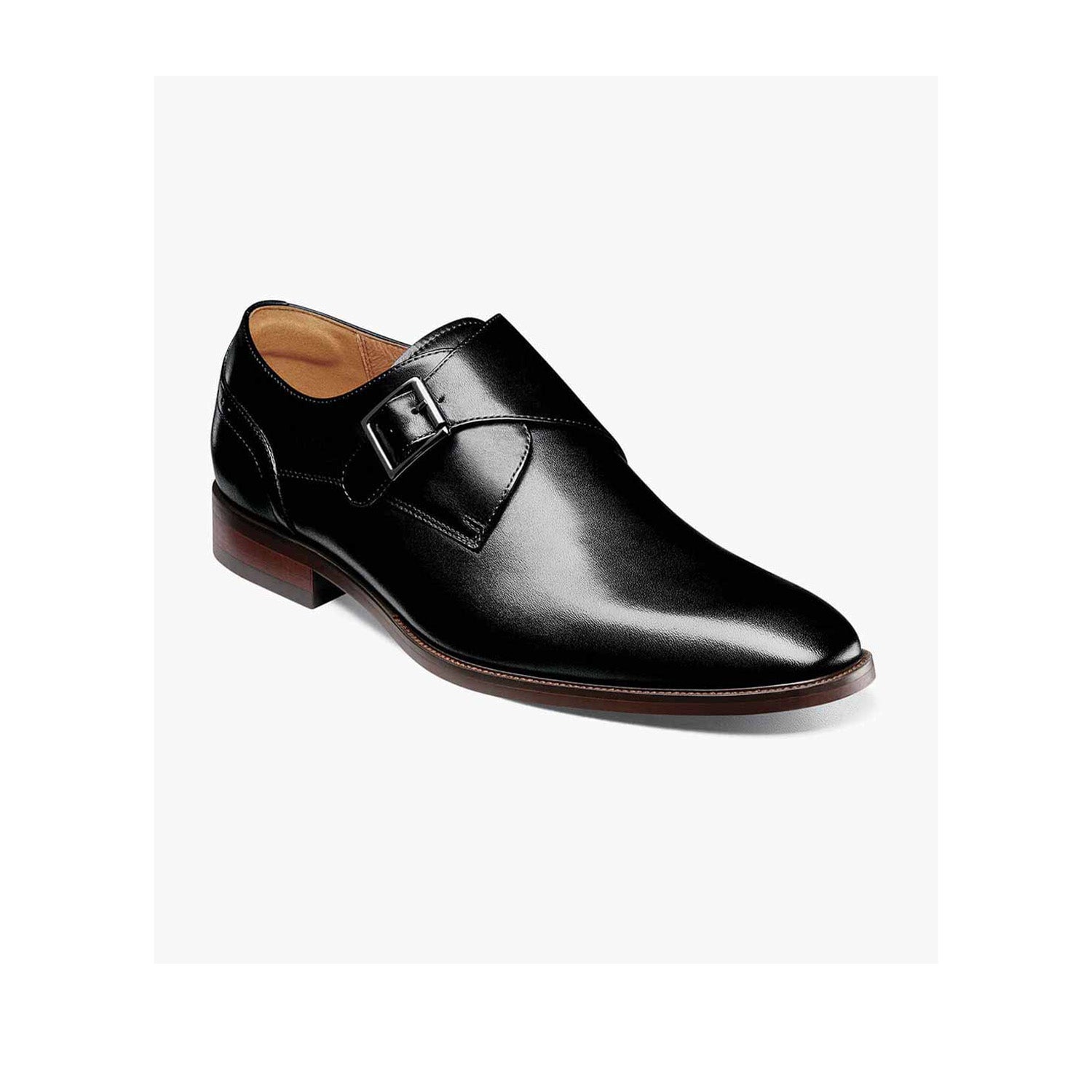 Florsheim Men's Sorrento Plain Toe Single Monk Strap in Black
