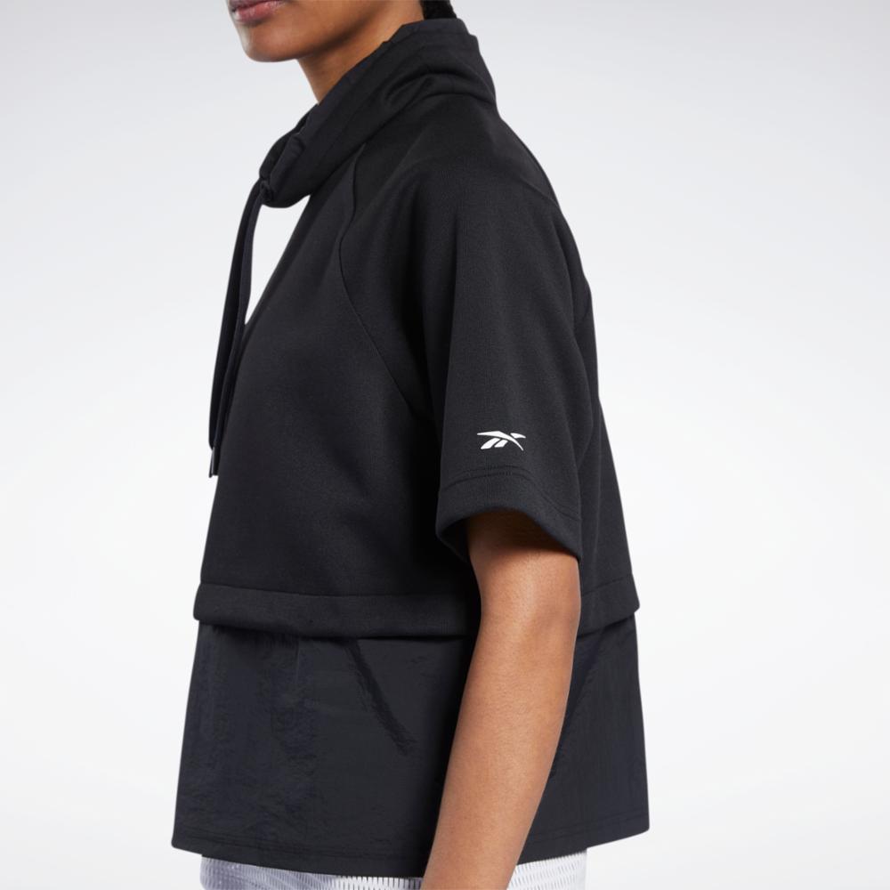Reebok Apparel  Women's Ts Ss Cowl Sweatshi Reebok Training App Women Black Reg