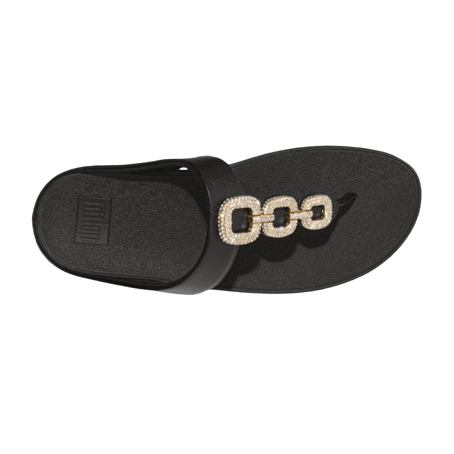 Fitflop Women's Fino Crystal Chain Toe Post Sandal in Black