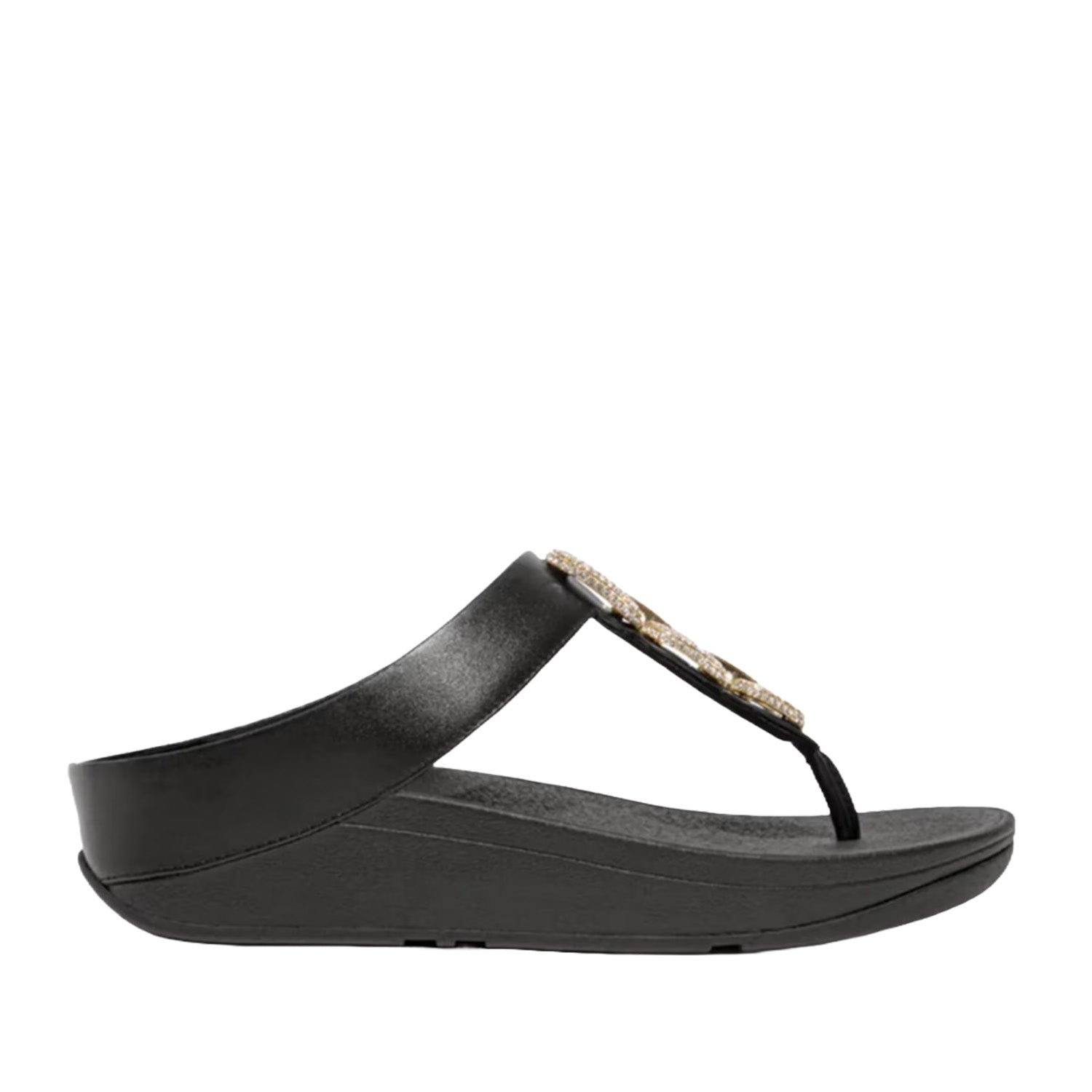 Fitflop Women's Fino Crystal Chain Toe Post Sandal in Black