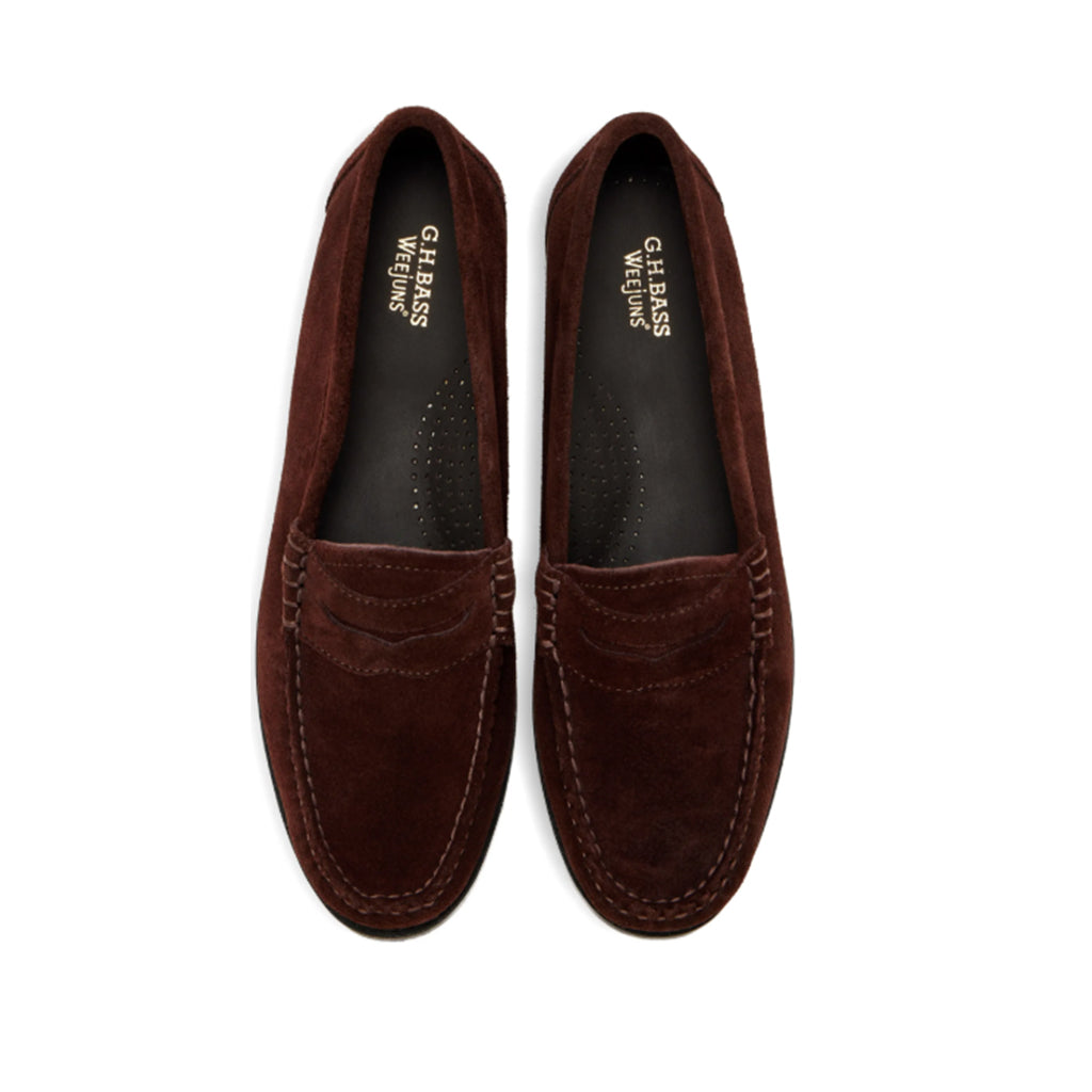 G.H. Bass Women's Whitney Weejun Suede in Dark Brown