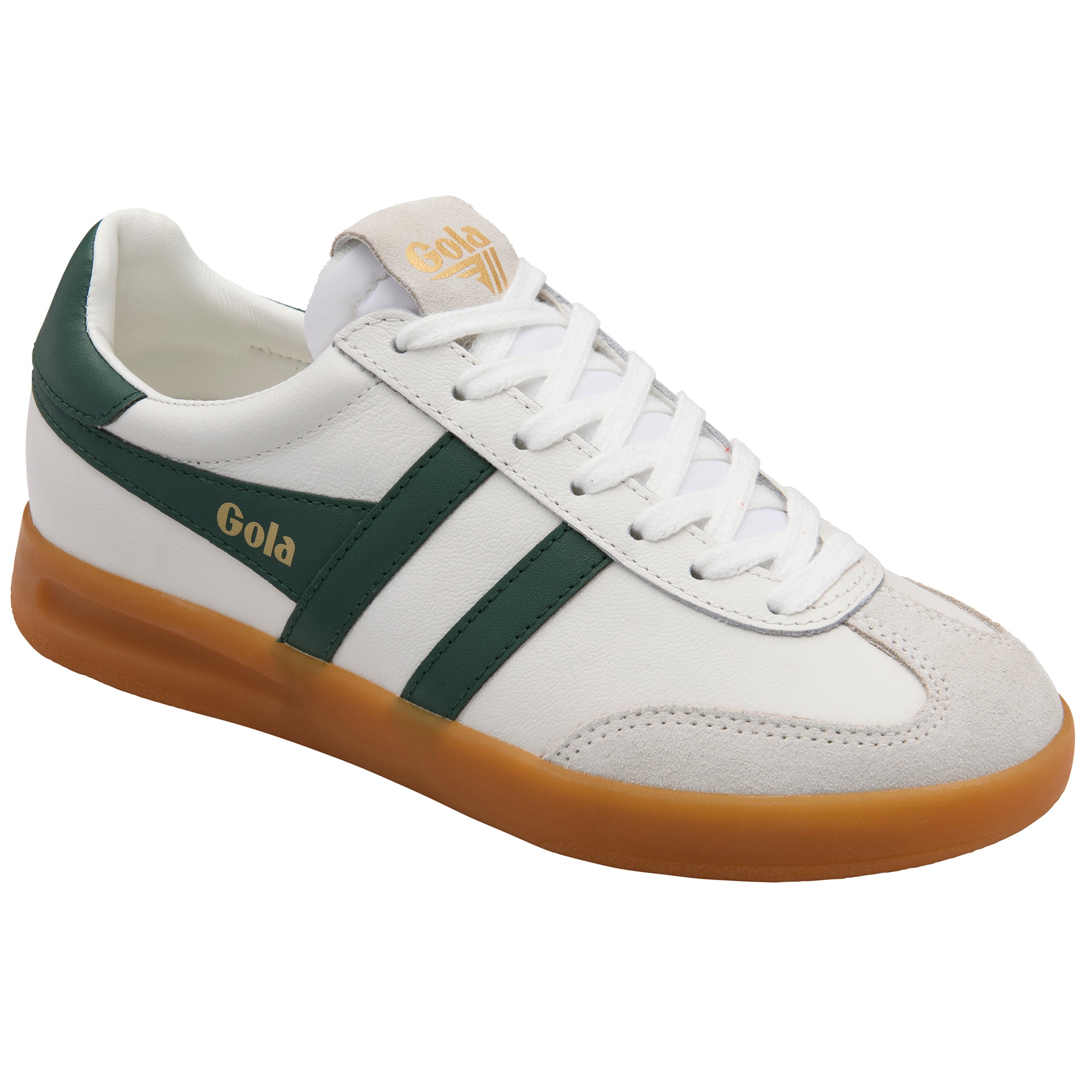 Gola Women's Cyclone Leather In White/Evergreen/Gum M
