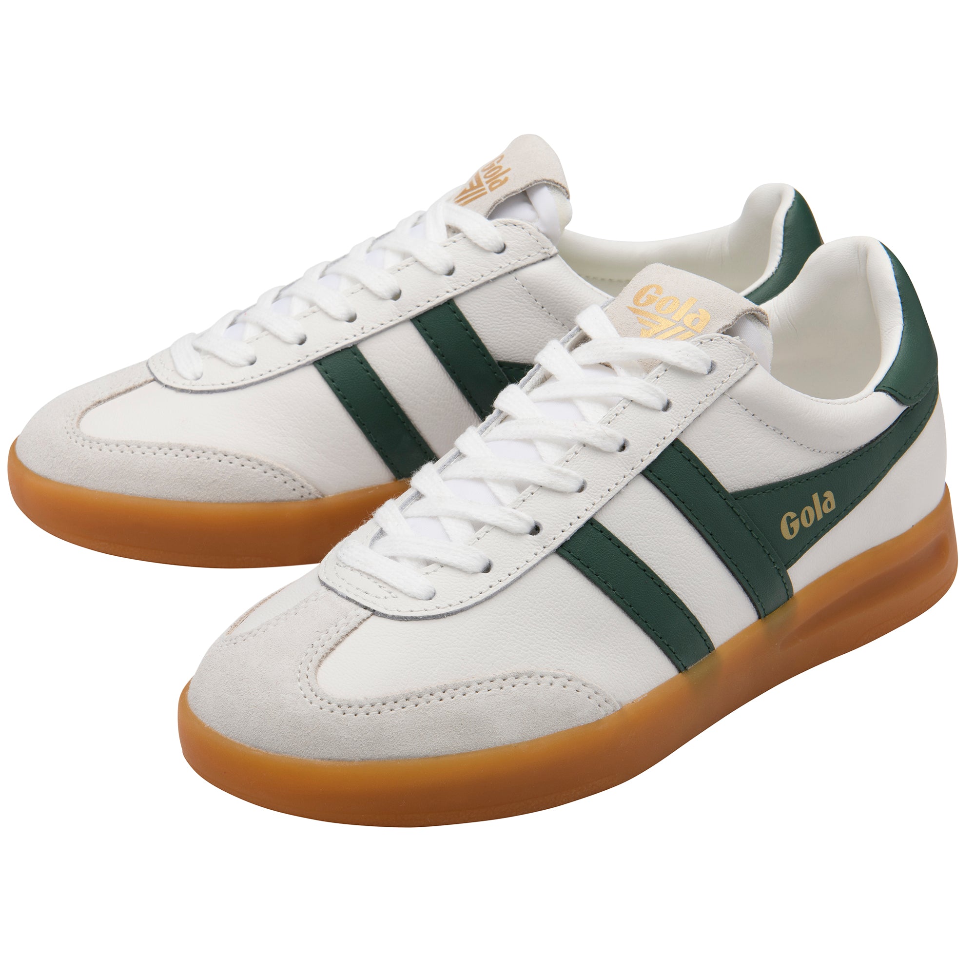 Gola Women's Cyclone Leather In White/Evergreen/Gum M