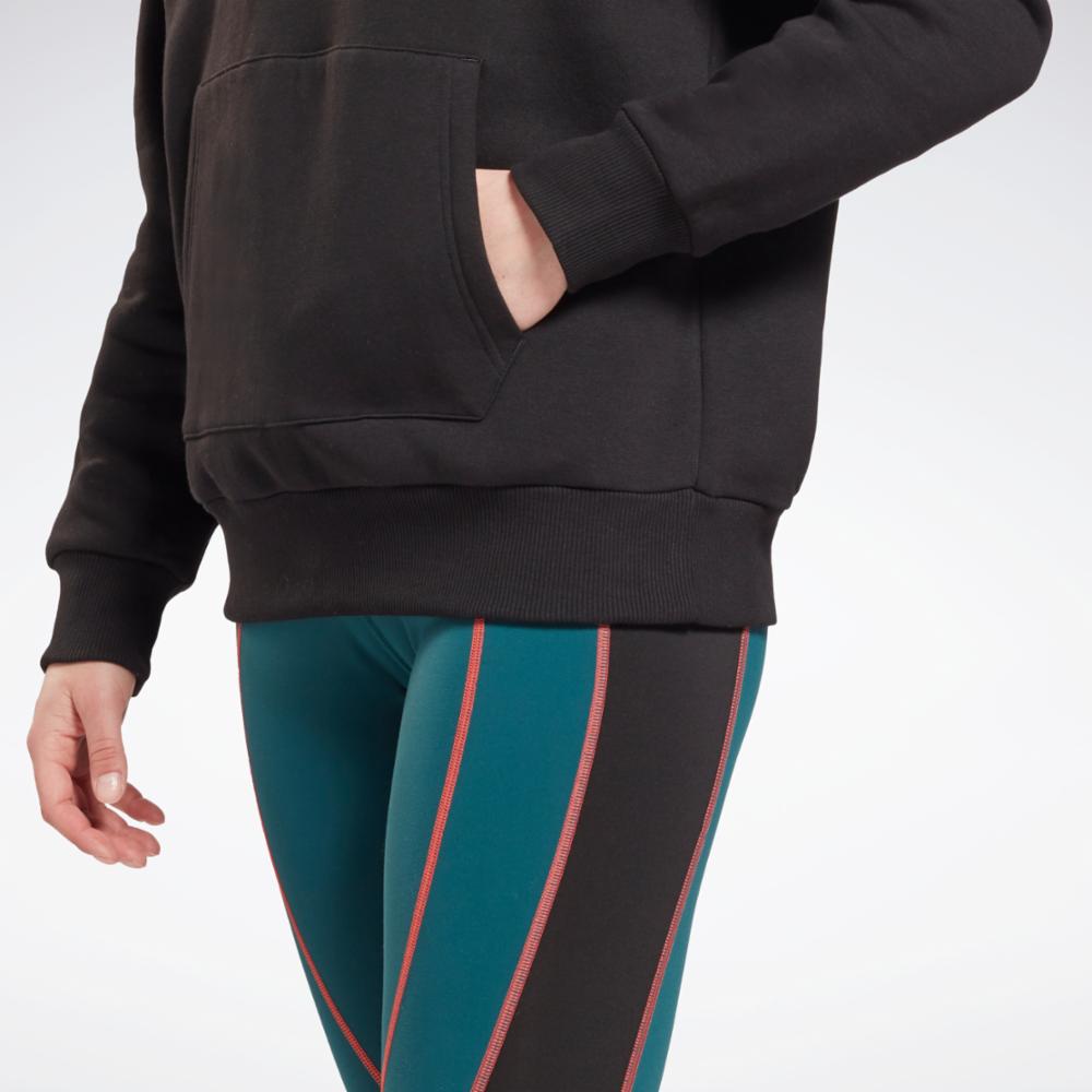 Sweat à capuche polaire Reebok pour femme Ri Bl, application d'entraînement Reebok pour femme, noir, standard