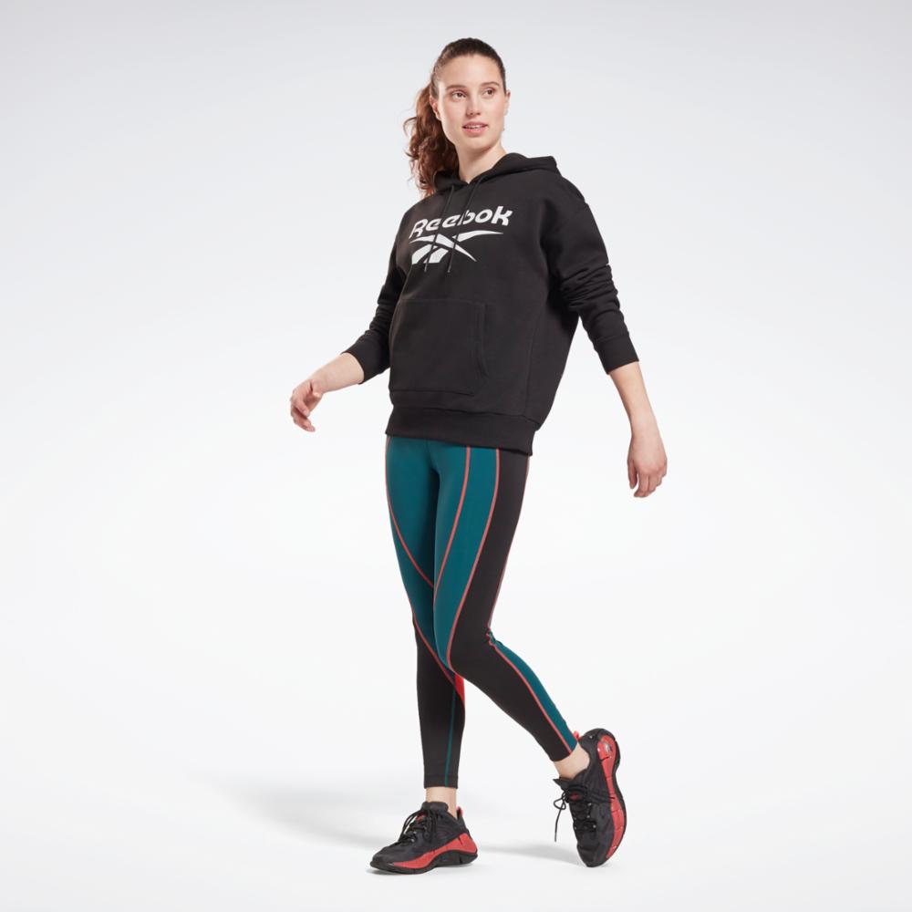 Sweat à capuche polaire Reebok pour femme Ri Bl, application d'entraînement Reebok pour femme, noir, standard
