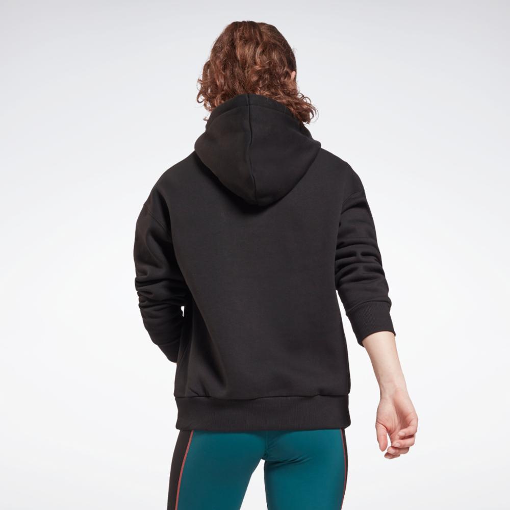 Sweat à capuche polaire Reebok pour femme Ri Bl, application d'entraînement Reebok pour femme, noir, standard