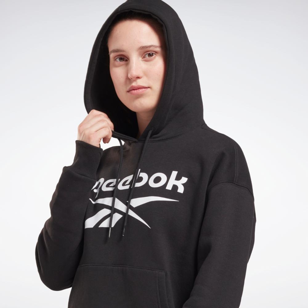 Sweat à capuche polaire Reebok pour femme Ri Bl, application d'entraînement Reebok pour femme, noir, standard