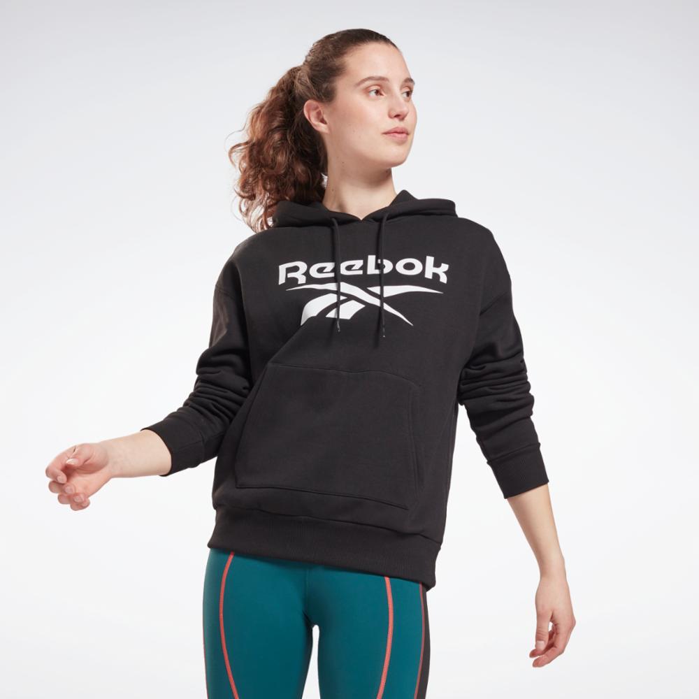 Sweat à capuche polaire Reebok pour femme Ri Bl, application d'entraînement Reebok pour femme, noir, standard