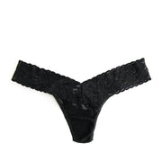 black lace thong on a white background