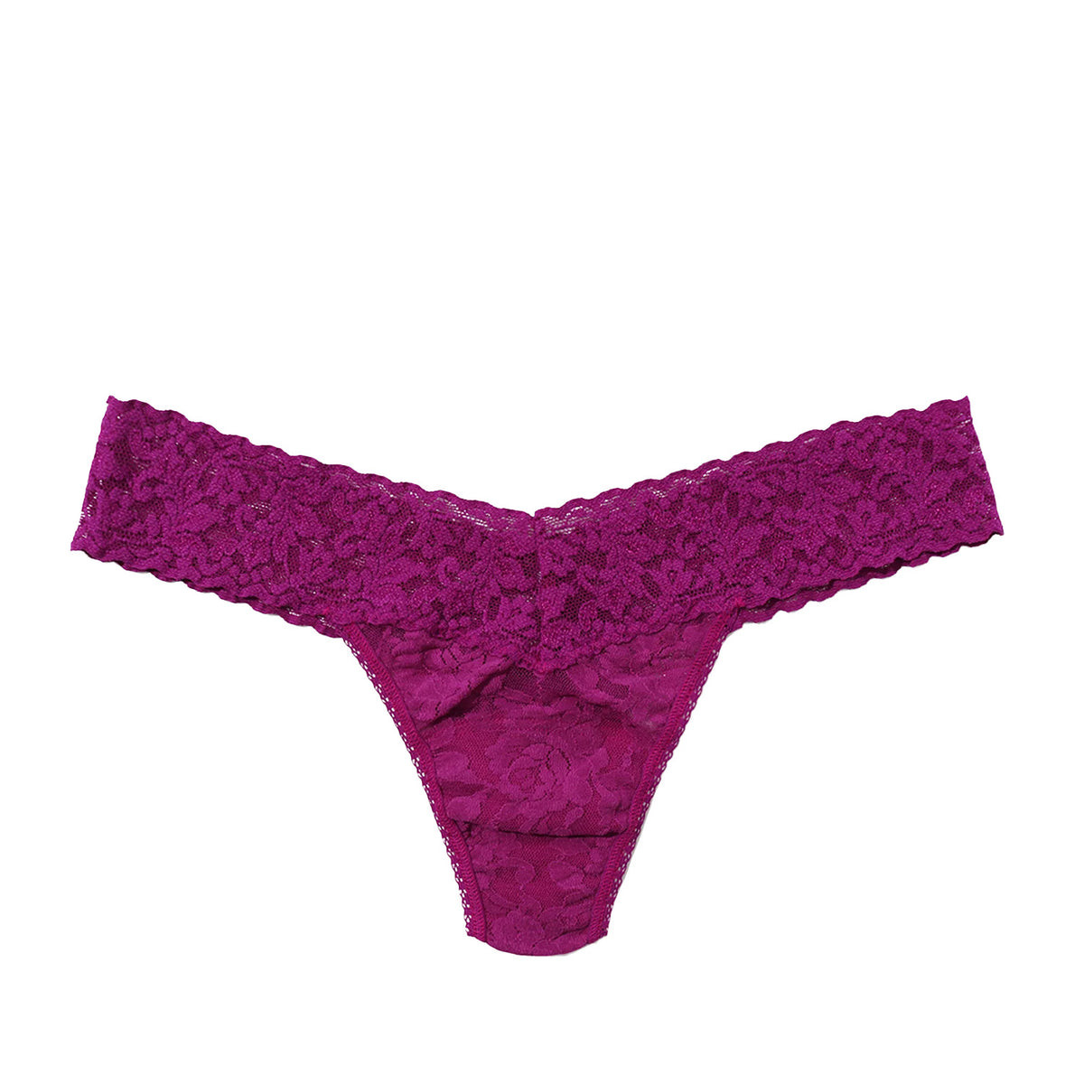 purple lace thong on a white background