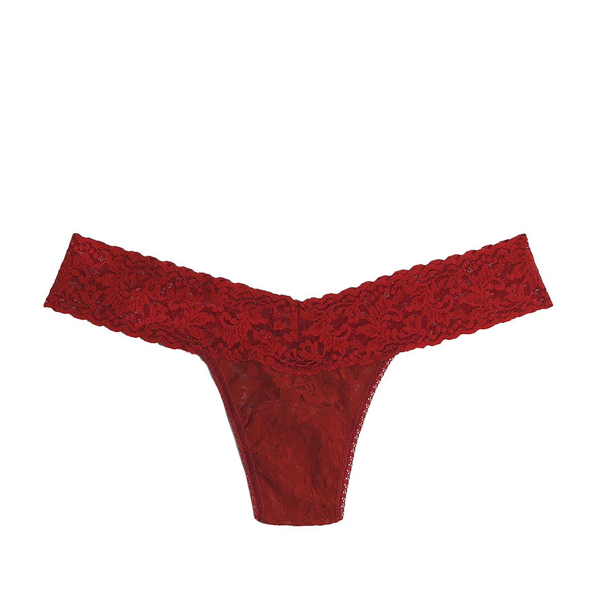 red lace thong on a white background