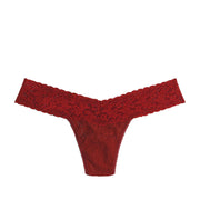 red lace thong on a white background
