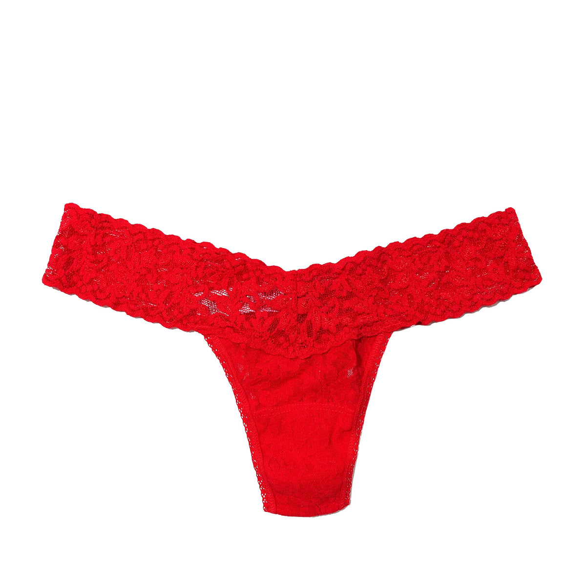 red lace thong on a white background